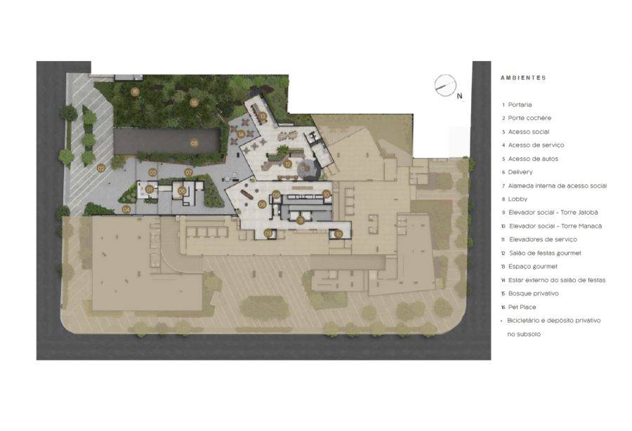 Concepção artística da implantação do térreo