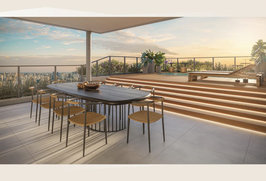 Concepção artística do terraço da penthouse - Torre Manacá
