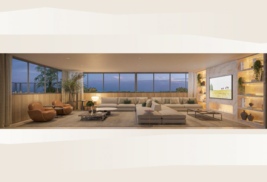 Concepção artística do living da penthouse - Torre Jatobá