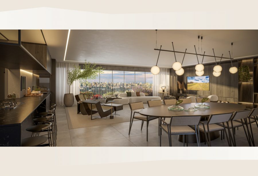 Concepção artística da opção do living do apto. de 237 m²