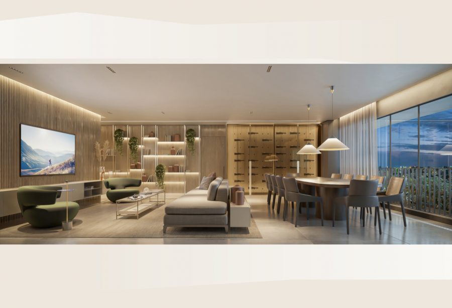 Concepção artística da opção de living do apto. 194 m²
