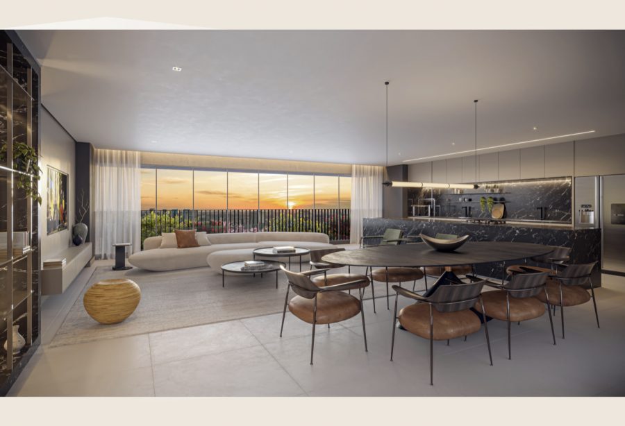 Concepção artística da opção de living do apto. 194 m²